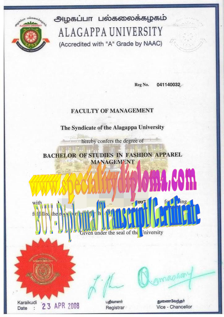 Best Fake Alagappa University Diploma