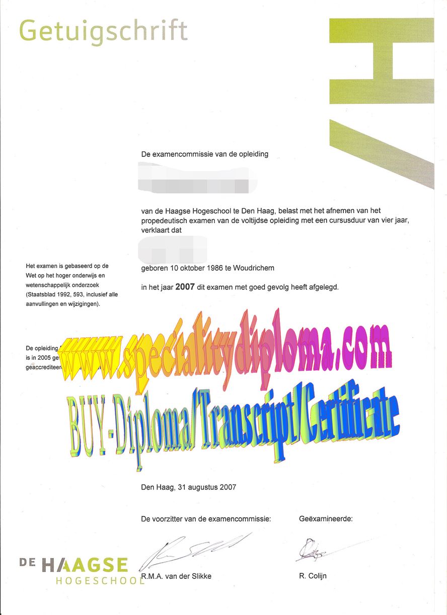 Best Fake Haagse Hogeschool Diploma