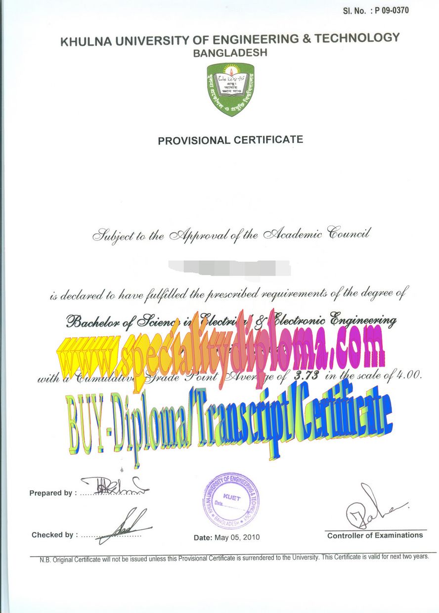 Best Fake Khulna University of Engineering  Technology Diploma