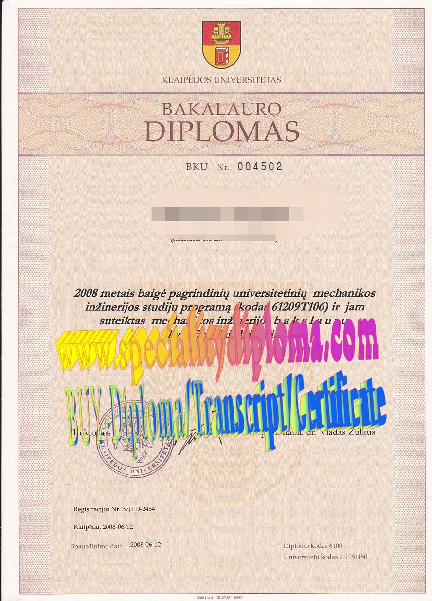 Best Fake Klaipeda University Diploma