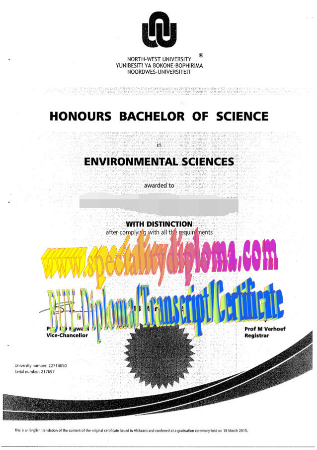 Best Fake North West University2015 Diploma