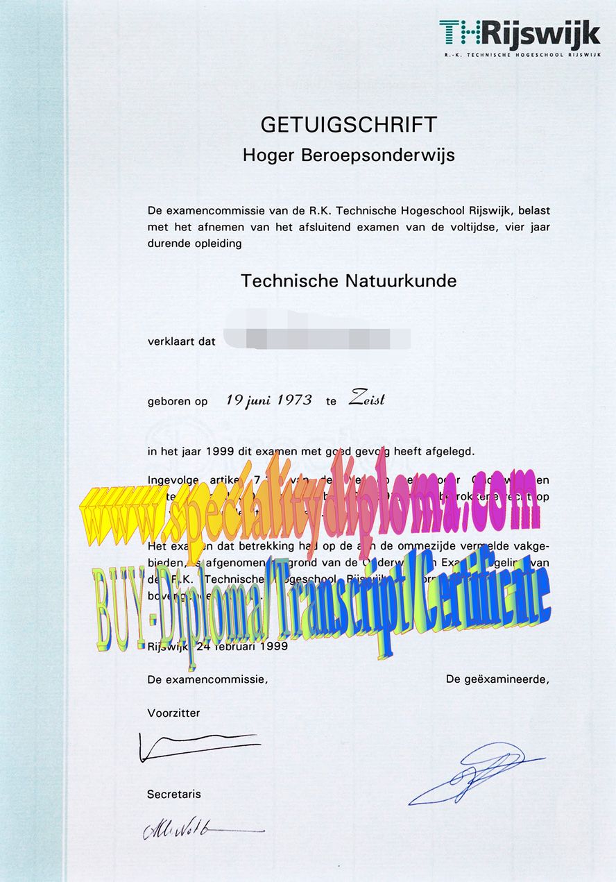 Best Fake RK Technische Hogeschool Rijswijk Diploma