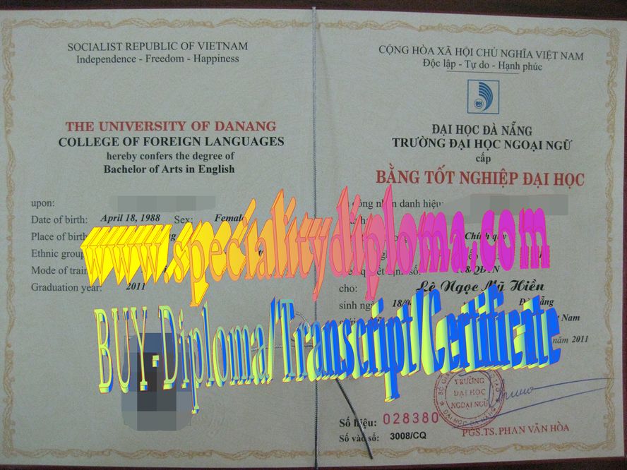 Best Fake The University of Danang Diploma