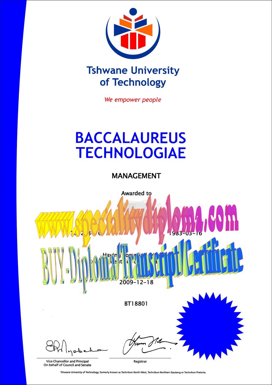 Best Fake Tshwane University of Technology Diploma