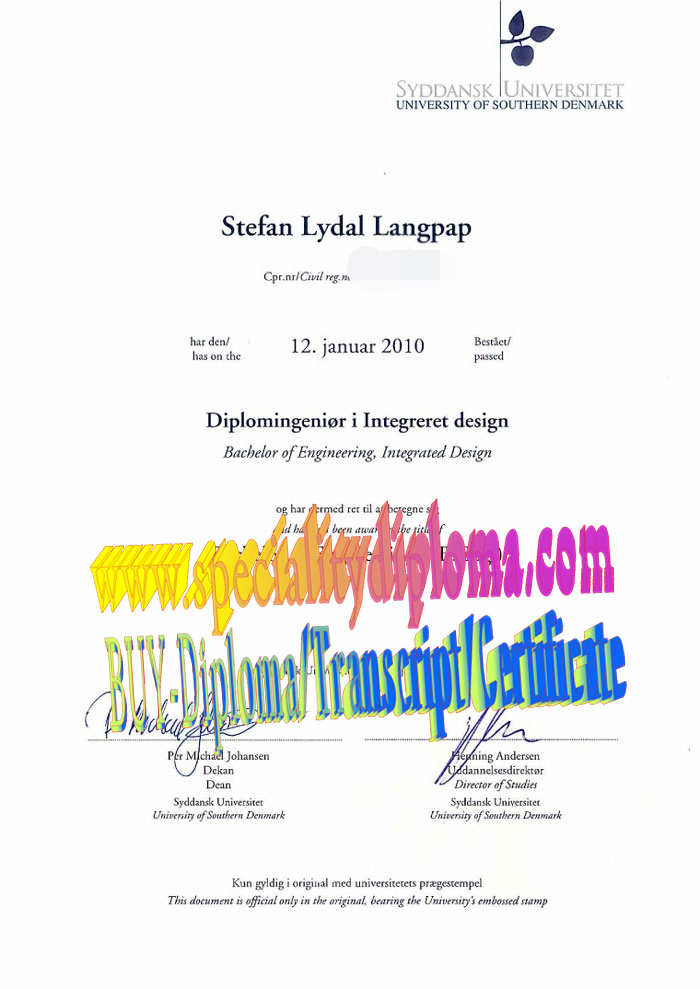 Best Fake University of Southern Denmark Diploma