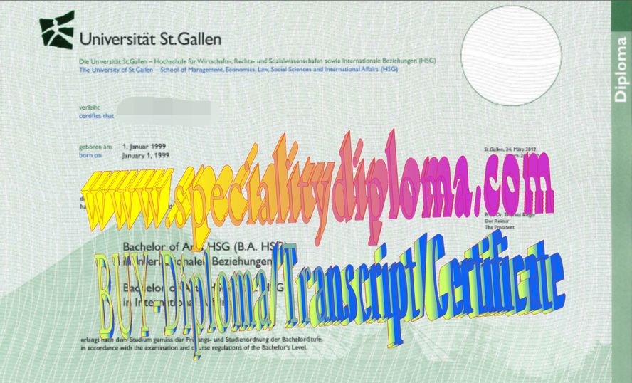 Best Fake University of St. Gallen Diploma