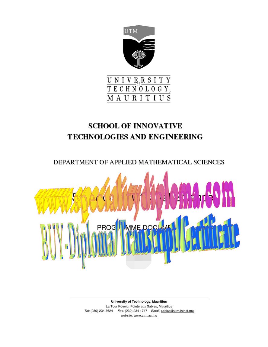 Best Fake University of Technology Mauritius Diploma