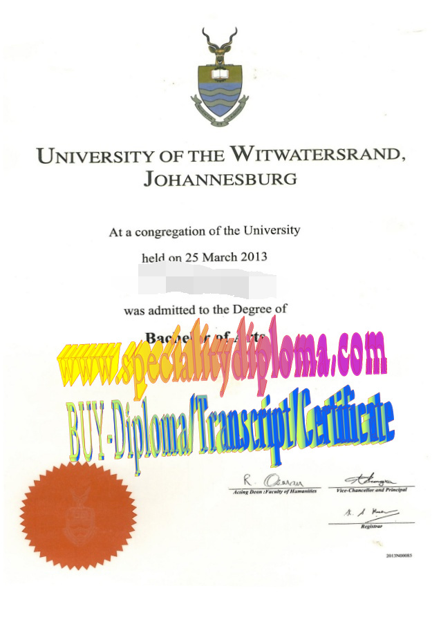 Best Fake University of the Witwatersrand2013 Diploma