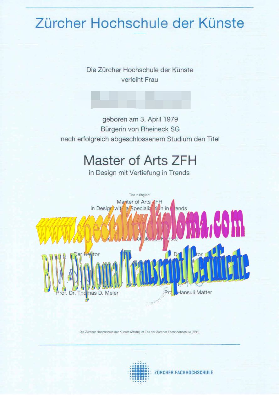 Best Fake Zürcher Hochschule der Künste Diploma