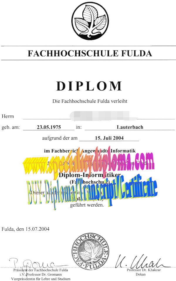 Buy Fachhochschule Fulda Diploma Online