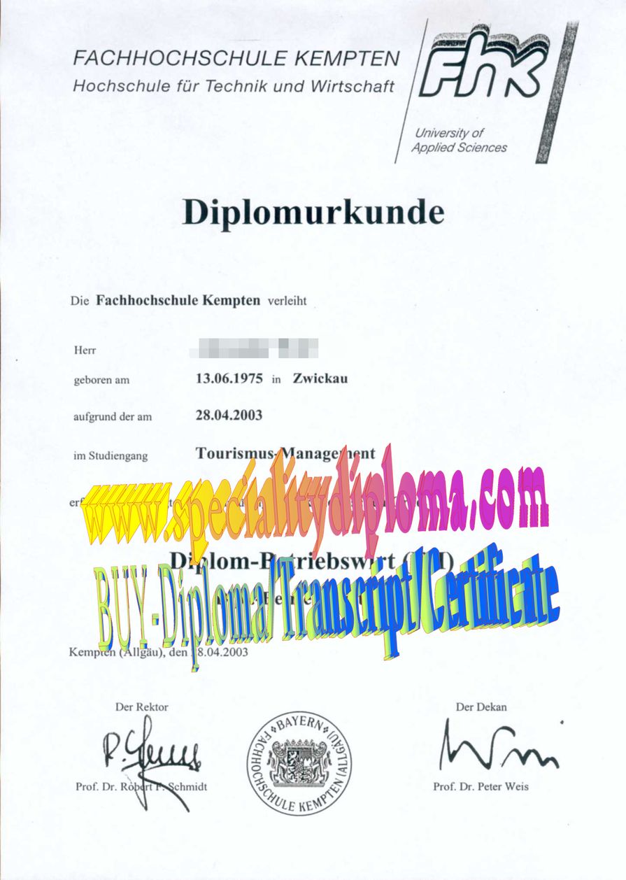 Buy Fachhochschule Kempten Diploma Online