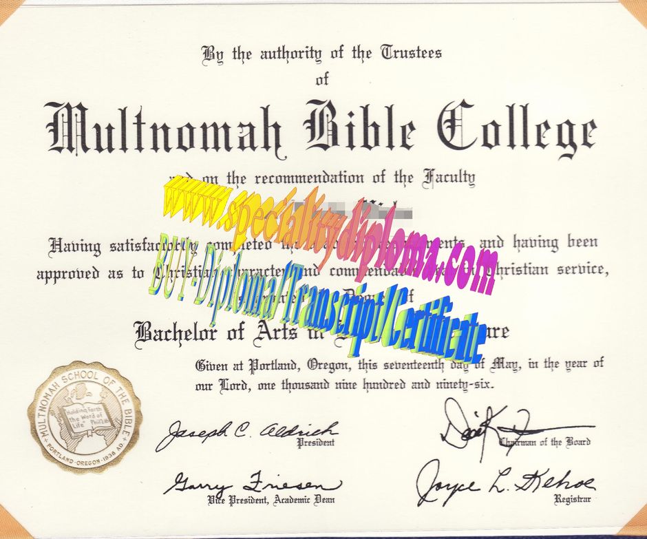 Buy Multnomah Bible College Diploma Online