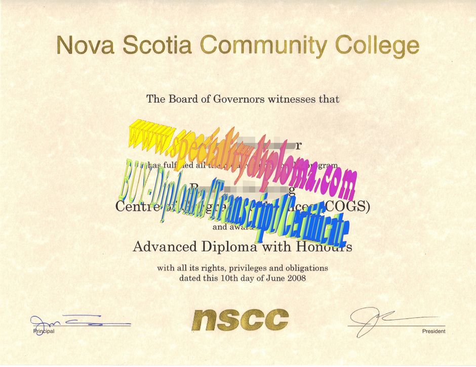 Buy NovaScotiaCommunityCollege Diploma Online