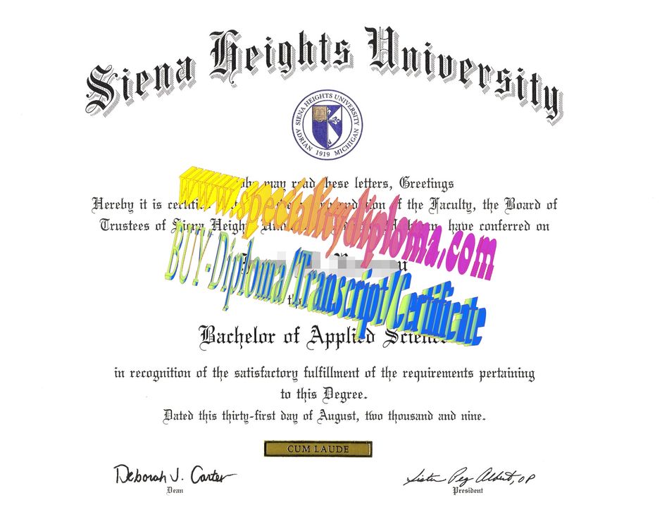 Buy Siena Heights University Diploma Online