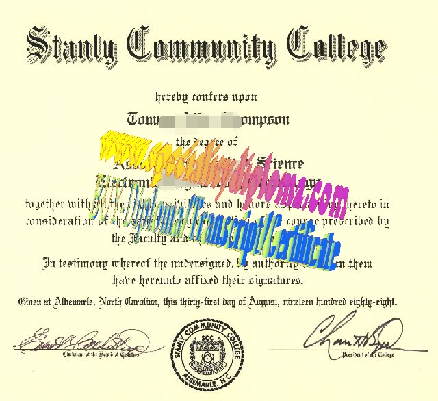 Buy Stanly Community College Diploma Online