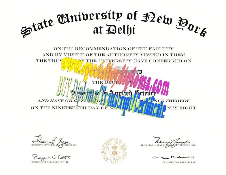 Buy State University of New York at Delhi Diploma Online