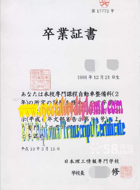 Buy fake Japan Institute of Technology and Information Technology Diploma