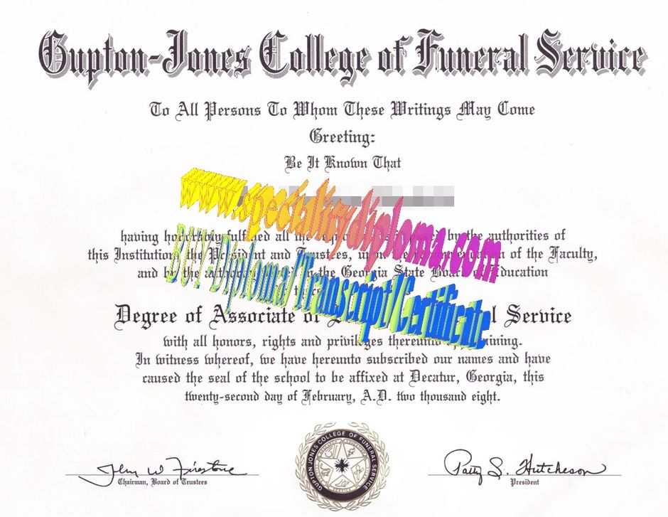 Buy mGupton Jones College of Funeral Service Diploma Online