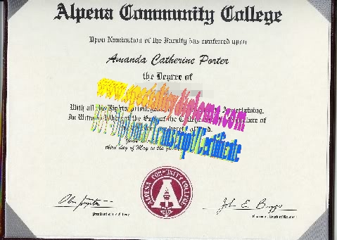 Fake Alpena Community College Diploma Certificate