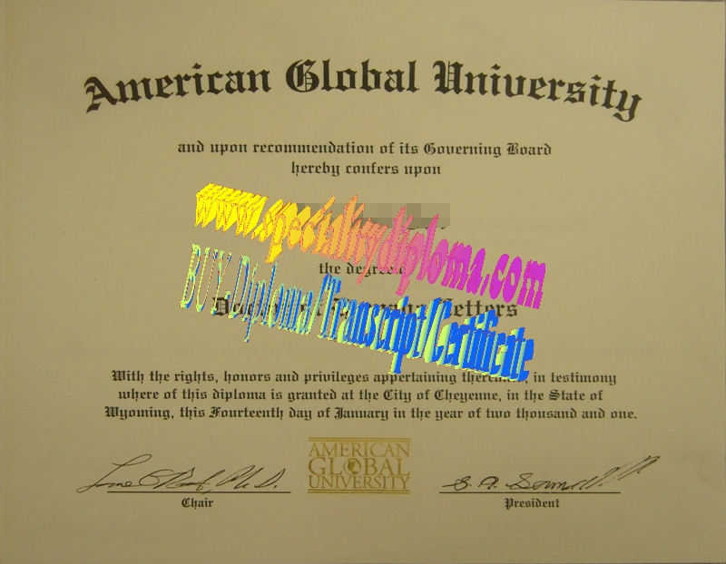 Fake American Global University Diploma Certificate