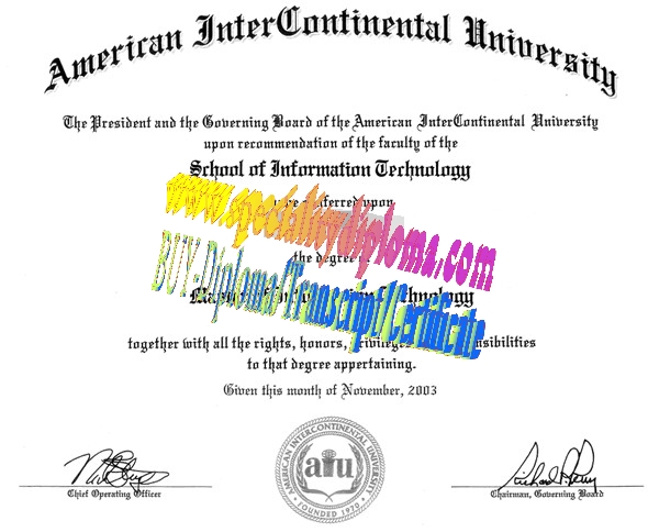 Fake American Intercontinental University Diploma Certificate