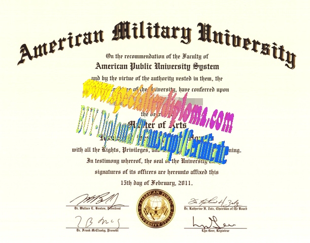 Fake American Military University Diploma Certificate