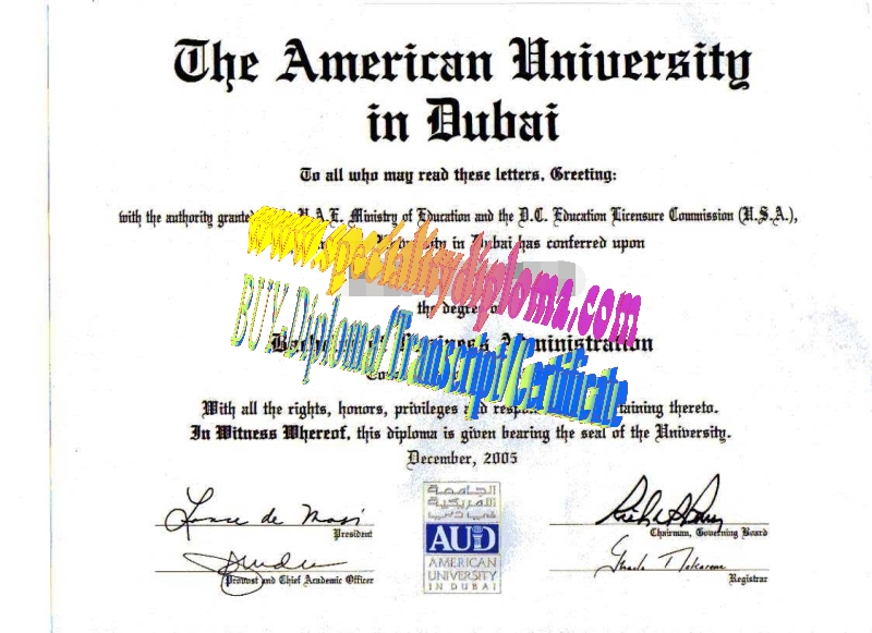 Fake American University in Dubai Diploma Certificate