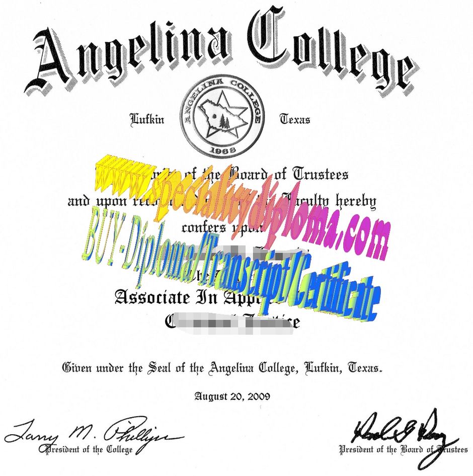 Fake Angelina College Diploma Certificate