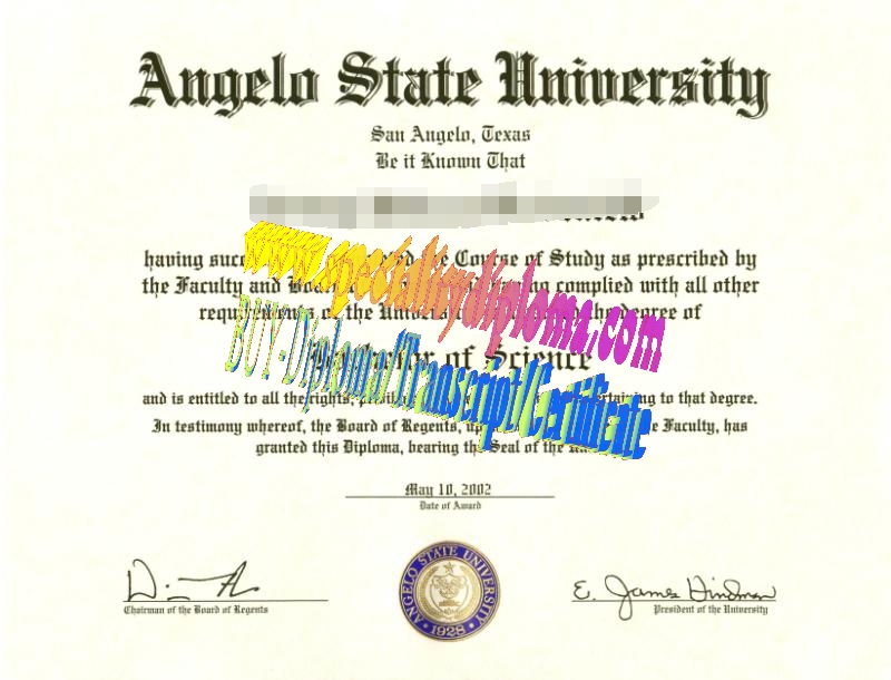 Fake Angelo State University Diploma Certificate