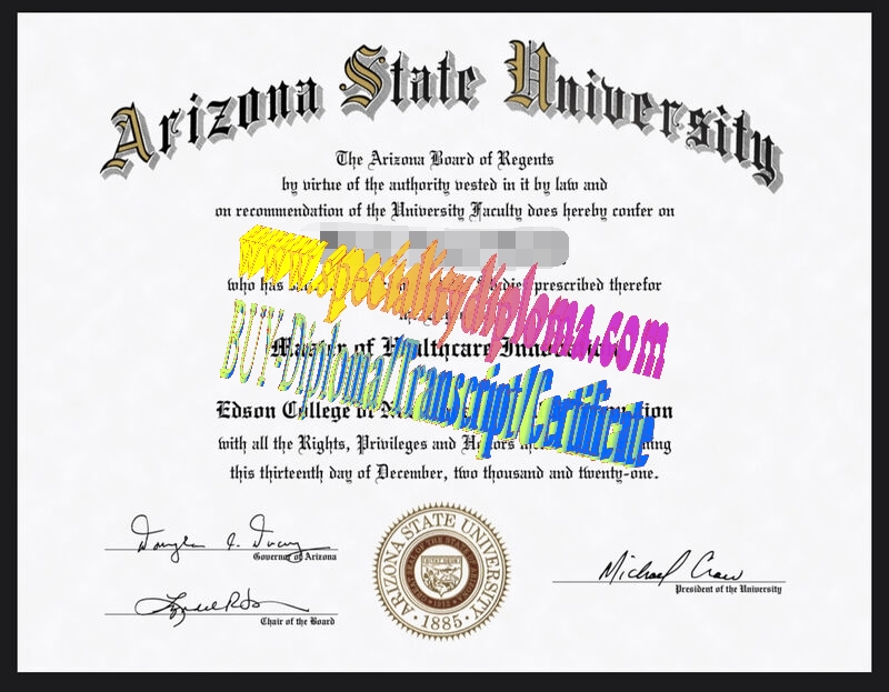 Fake Arizona State University Diploma Certificate