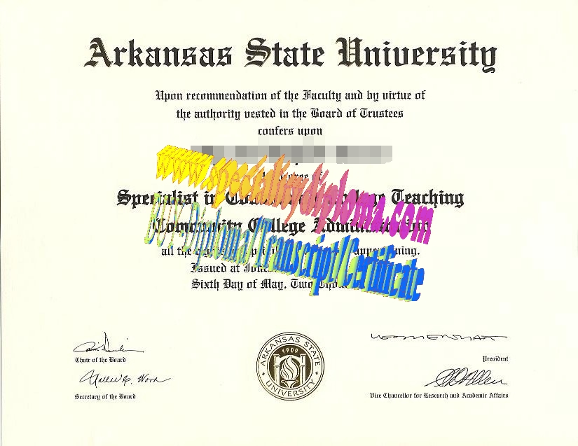 Fake Arkansas State University Diploma Certificate