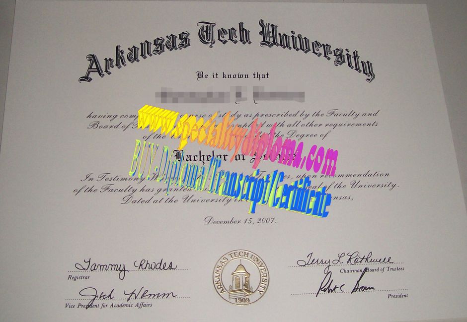 Fake Arkansas Tech University Diploma Certificate