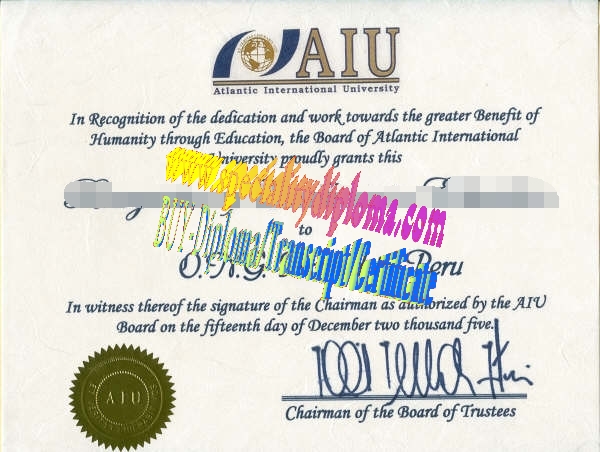 Fake Atlantic International University Diploma Certificate