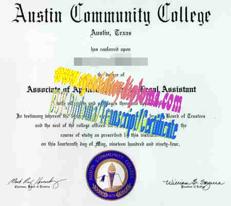 Fake Austin Community College Diploma Certificate