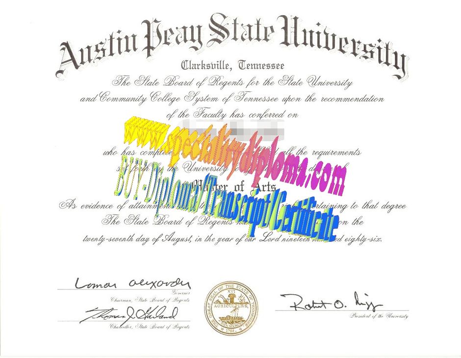 Fake Austin Peay State University Diploma Certificate