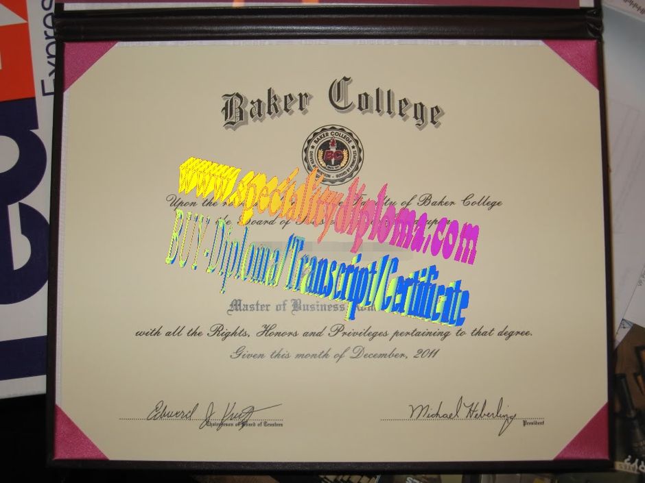 Fake Baker College Diploma Certificate