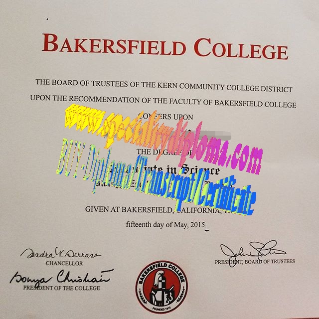 Fake Bakersfield College Diploma Certificate