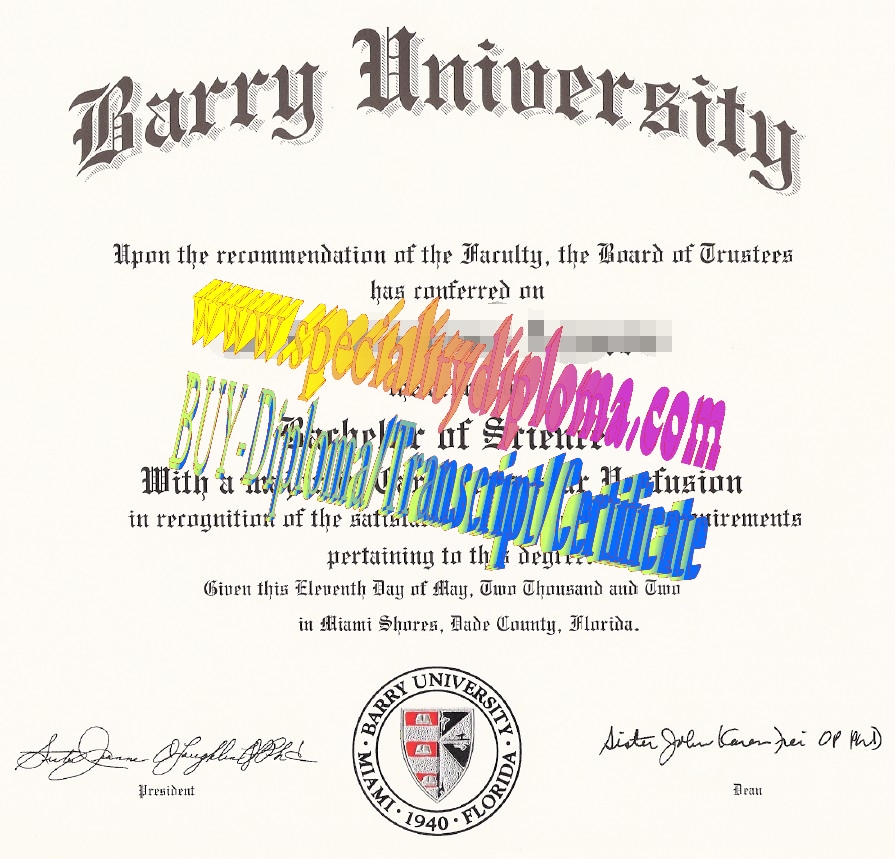 Fake Barry University Diploma Certificate