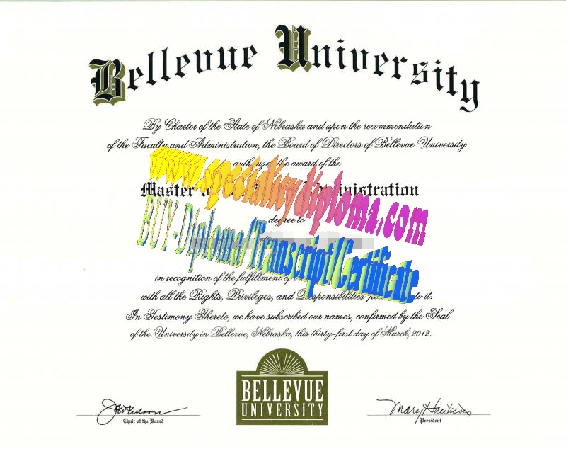 Fake Bellevue University Diploma Certificate