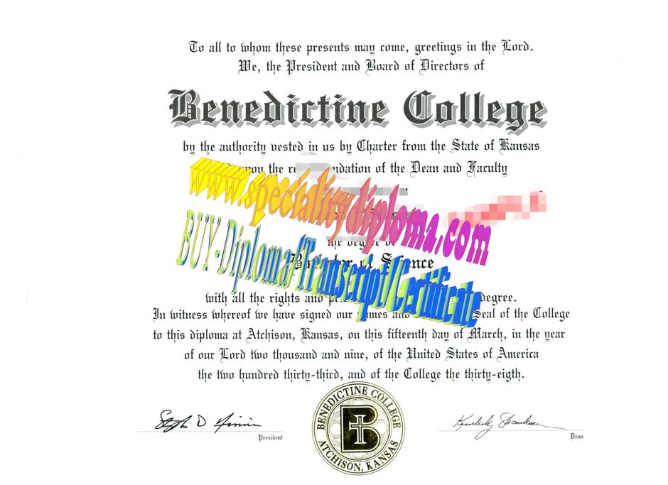 Fake Benedictine College Diploma Certificate