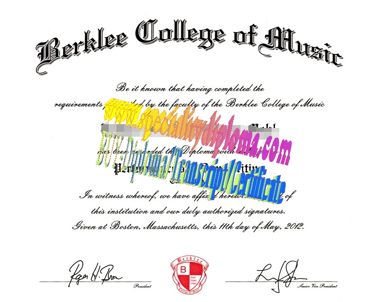 Fake Berklee College of Music Diploma Certificate