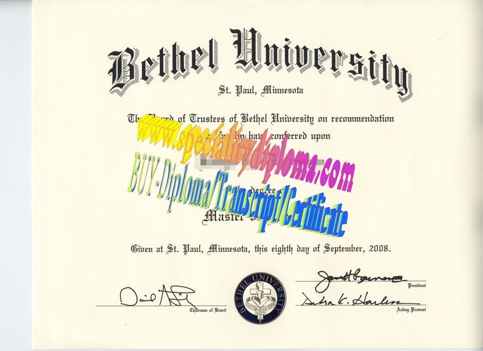 Fake Bethel University Diploma Certificate