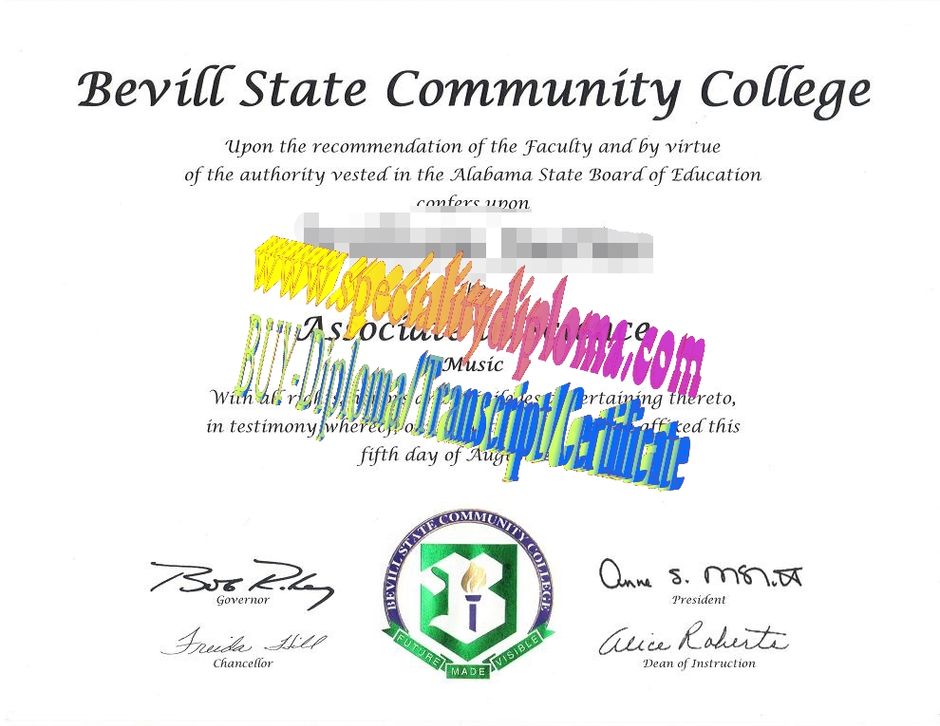 Fake Bevill State Community College Diploma Certificate