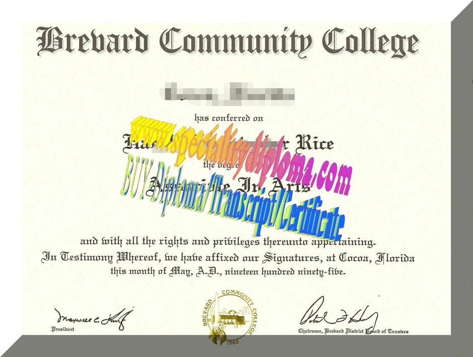 Fake Brevard Community College Diploma Certificate