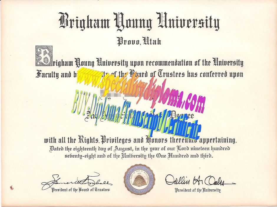 Fake Brigham Young University Diploma Certificate