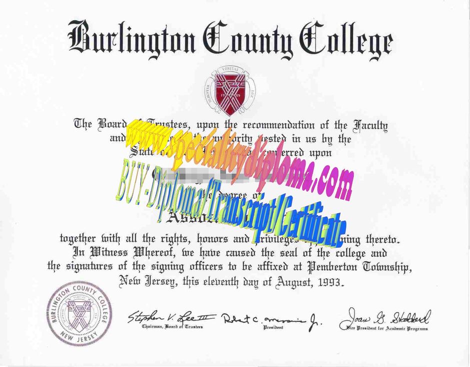 Fake Burlington County College Diploma Certificate