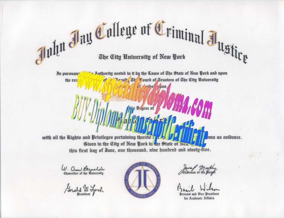 Fake CUNY  John Jay College of Criminal Justice Diploma Certificate