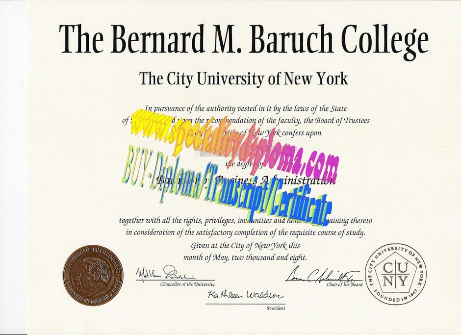 Fake CUNY Bernard M. Baruch College Diploma Certificate