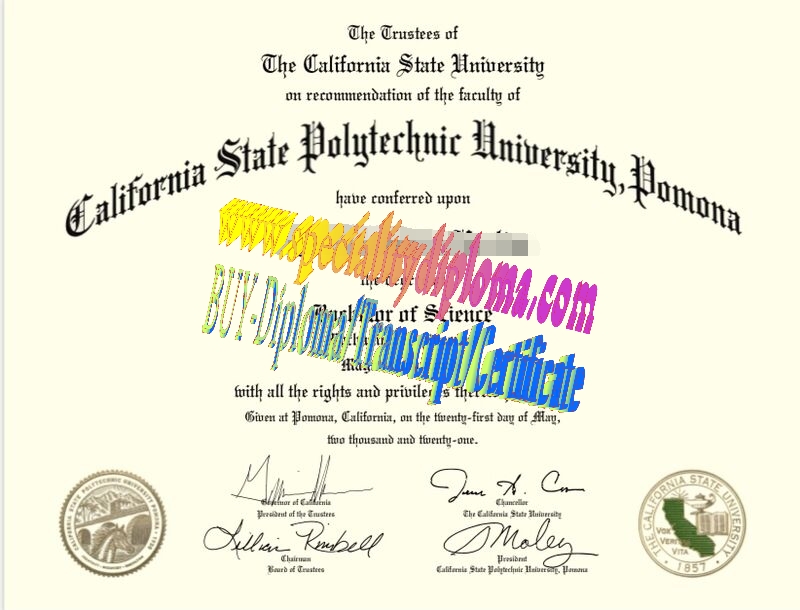 Fake California State Polytechnic University, Pomona Diploma Certificate