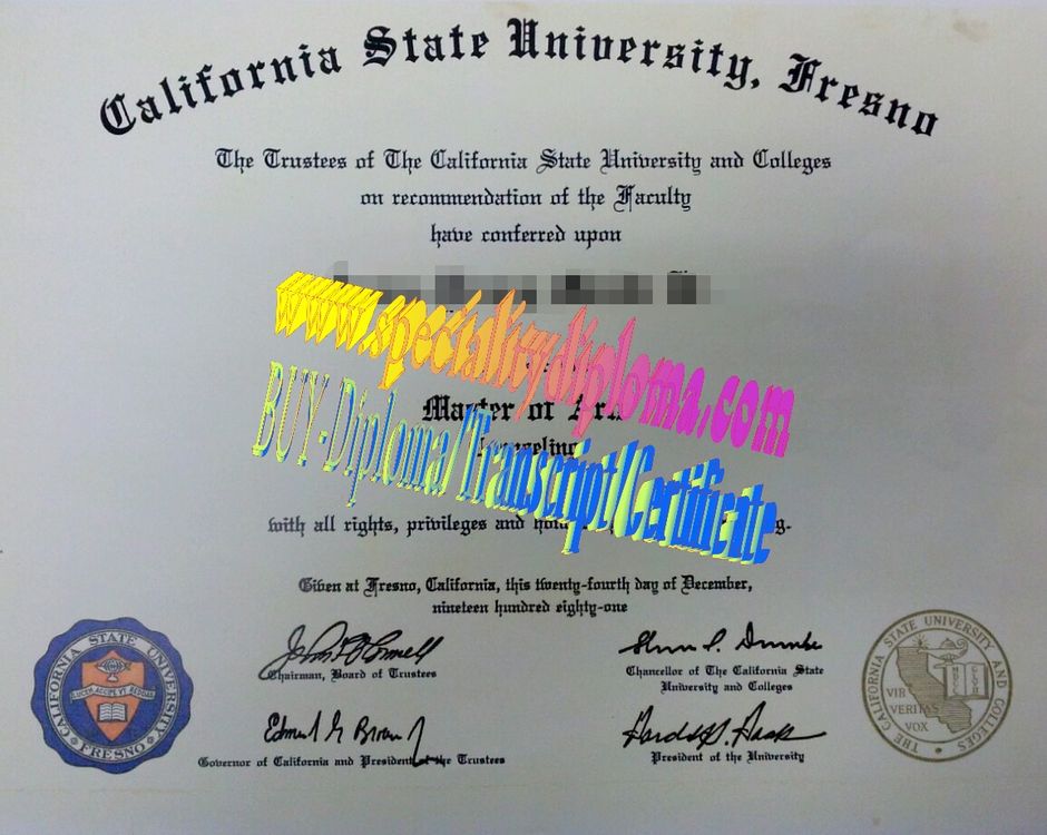 Fake California State University, Fresno Diploma Certificate